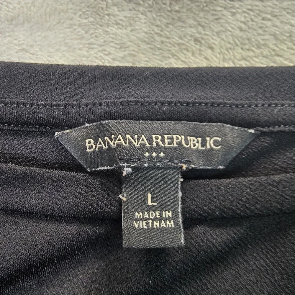 Banana Republic Women's Long Sleeve Top Size L Black Stretch Knit